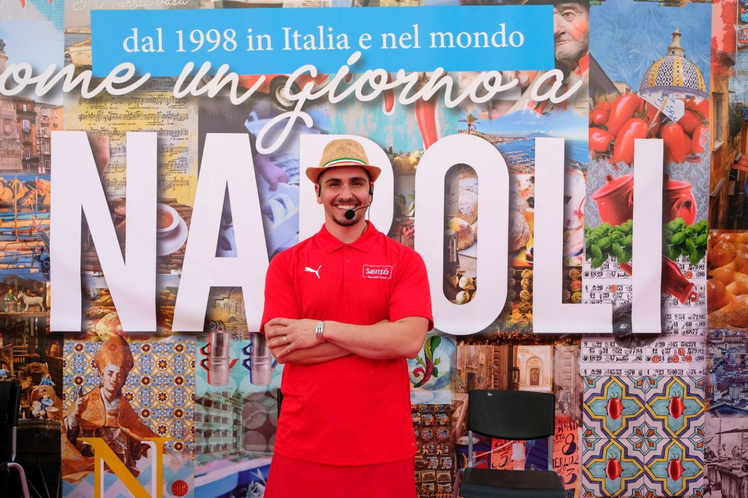 andrea cozzolino in front of napoli newspaper clipping